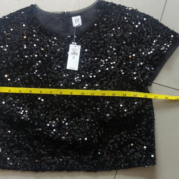 Gap Kids Sequin Black Kids Crop Top - Size 10 NWT - Picture 4 of 4
